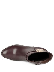 Burgundy Punainen - Pavers Smart Block Heel Ankle Boots With Buckle Detail - Kuva 5 / 6