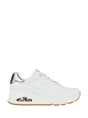 Skechers White Uno Shimmer Away Trainers - Image 1 of 5