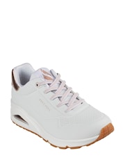 Skechers White Uno Shimmer Away Trainers - Image 5 of 5
