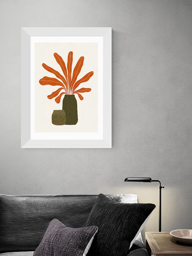 East End Prints Natural Two Green Vases and Orange Plant by Alisa Galitsyna - Image 1 of 3
