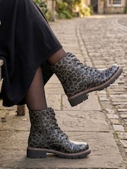 Pavers Animal Lace Up Ankle Boots With Warm Lining - Image 1 of 6