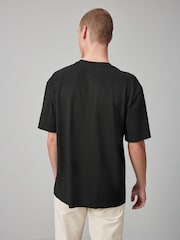 Black Vertical Texture Relaxed Fit T-Shirt - Image 3 of 8