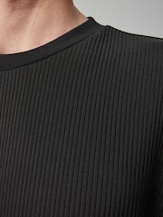 Black Vertical Texture Relaxed Fit T-Shirt - Image 5 of 8