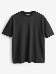 Black Vertical Texture Relaxed Fit T-Shirt - Image 6 of 8
