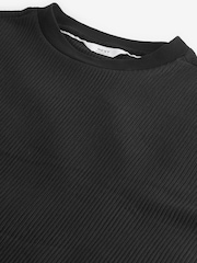 Black Vertical Texture Relaxed Fit T-Shirt - Image 8 of 8
