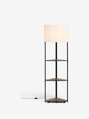 Brown Corner Wood Shelf Floor Lamp - Image 5 of 7
