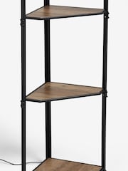 Brown Corner Wood Shelf Floor Lamp - Image 7 of 7