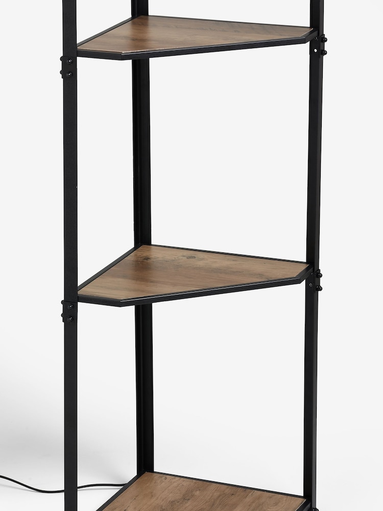 Brown Corner Wood Shelf Floor Lamp - Image 7 of 7