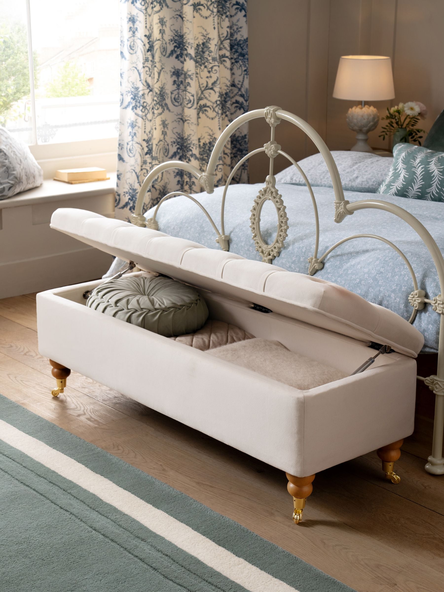 Buy Laura Ashley Annaly Velvet Oyster Ropsley Storage Ottoman