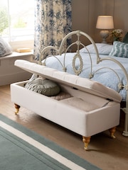 Laura Ashley Annaly Velvet Oyster Ropsley Storage Ottoman Bench - Image 2 of 7