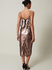 Phase Eight Metallic Myka Bronze Sequin Tiered Dress - Image 2 of 7