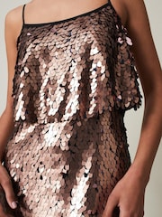 Phase Eight Metallic Myka Bronze Sequin Tiered Dress - Image 5 of 7