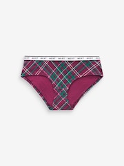 Pink/Purple Check Thong Cotton Rich Logo Knickers 4 Pack - Image 2 of 8