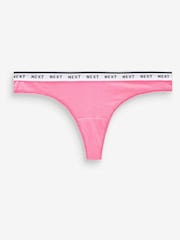 Pink/Purple Check Thong Cotton Rich Logo Knickers 4 Pack - Image 3 of 8