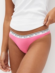 Pink/Purple Check Thong Cotton Rich Logo Knickers 4 Pack - Image 6 of 8