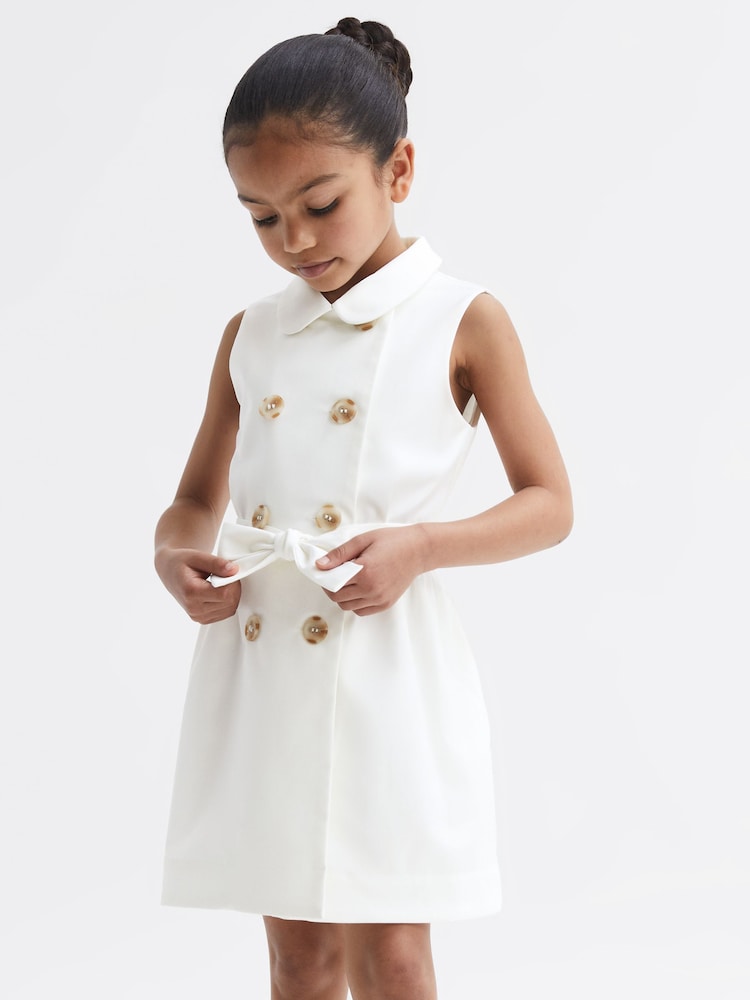 Reiss White Natalie Junior Sleeveless Belted Dress - Image 1 of 8