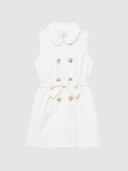 Reiss White Natalie Junior Sleeveless Belted Dress - Image 2 of 8