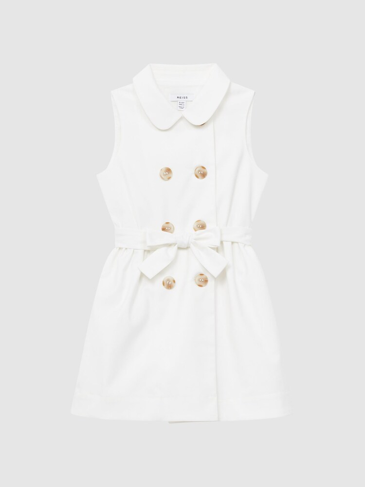 Reiss White Natalie Junior Sleeveless Belted Dress - Image 2 of 8