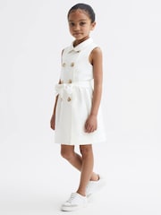 Reiss White Natalie Junior Sleeveless Belted Dress - Image 3 of 8
