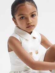 Reiss White Natalie Junior Sleeveless Belted Dress - Image 4 of 8