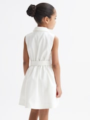 Reiss White Natalie Junior Sleeveless Belted Dress - Image 5 of 8
