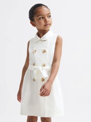 Reiss White Natalie Junior Sleeveless Belted Dress - Image 7 of 8