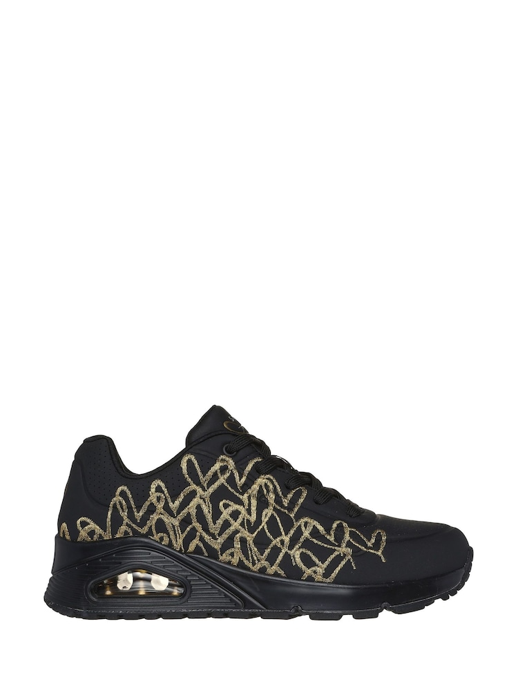 Skechers Black Uno Golden Heart Trainers - Image 1 of 5