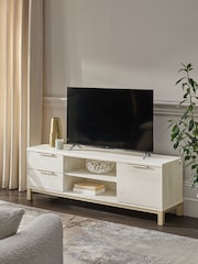 White Bronx Up to 65 inch Oak Effect Slim TV Unit - Image 1 of 9