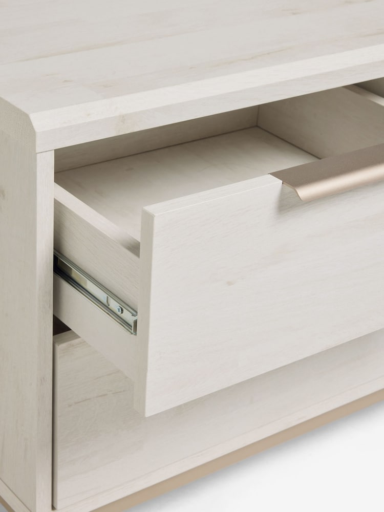 White Bronx Up to 65 inch Oak Effect Slim TV Unit - Image 10 of 10 White Bronx Up to 65 inch Oak Effect Slim TV Unit - Image 10 of 10