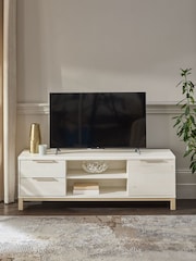 White Bronx Up to 65 inch Oak Effect Slim TV Unit - Image 2 of 9