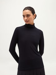 Hobbs Blue Kiera Ribbed Rollneck Top - Image 1 of 5