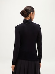 Hobbs Blue Kiera Ribbed Rollneck Top - Image 2 of 5