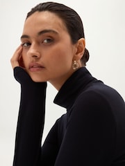 Hobbs Blue Kiera Ribbed Rollneck Top - Image 3 of 5
