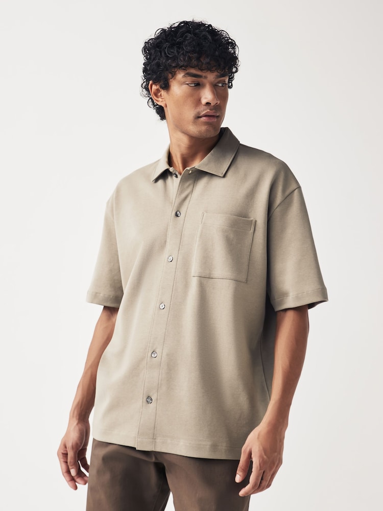 Neutral Brown Jersey Shirt - Image 1 of 7