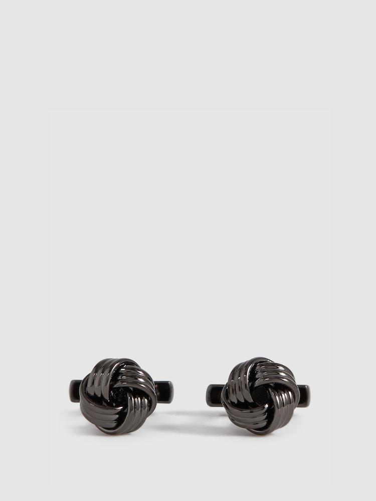 Reiss Gunmetal Callum Knot Cufflinks - Image 1 of 5