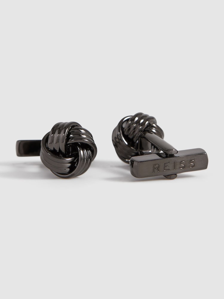 Reiss Gunmetal Callum Knot Cufflinks - Image 3 of 5