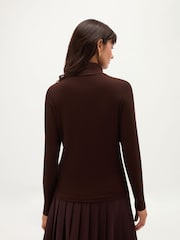 Hobbs Brown Kiera Ribbed Rollneck Top - Image 2 of 5