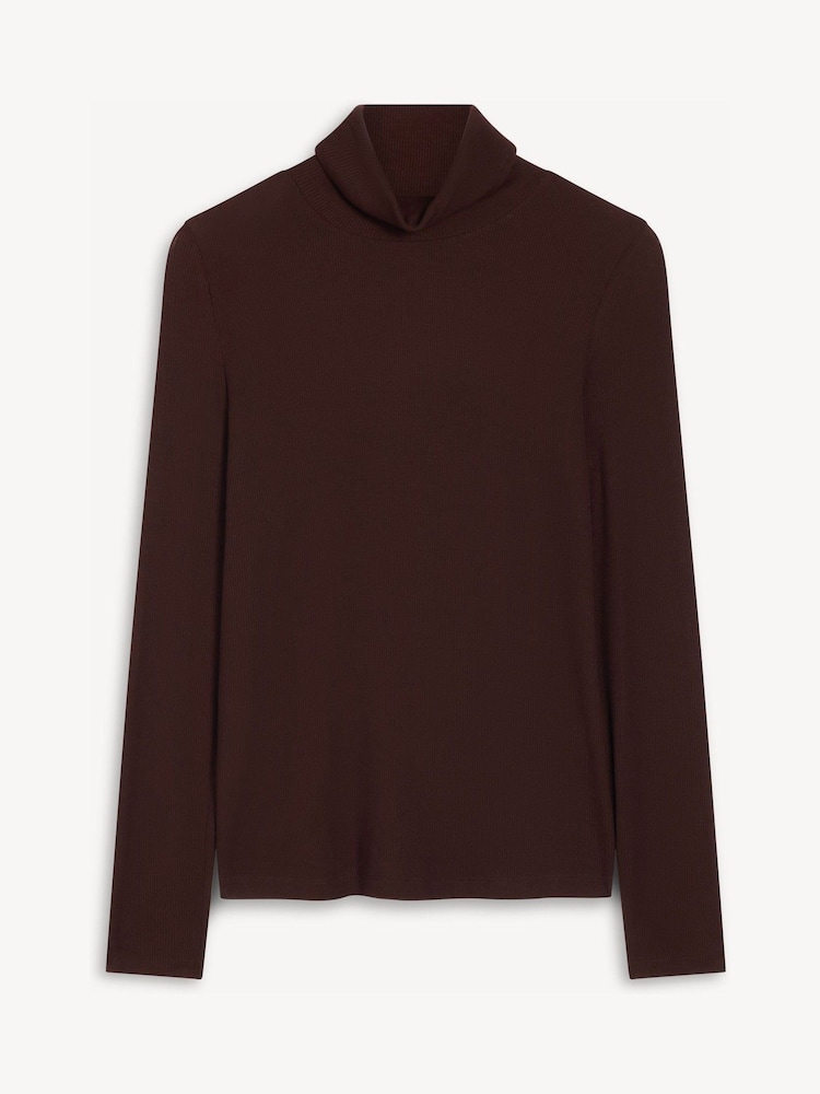 Hobbs Brown Kiera Ribbed Rollneck Top - Image 5 of 5 Hobbs Brown Kiera Ribbed Rollneck Top - Image 5 of 5