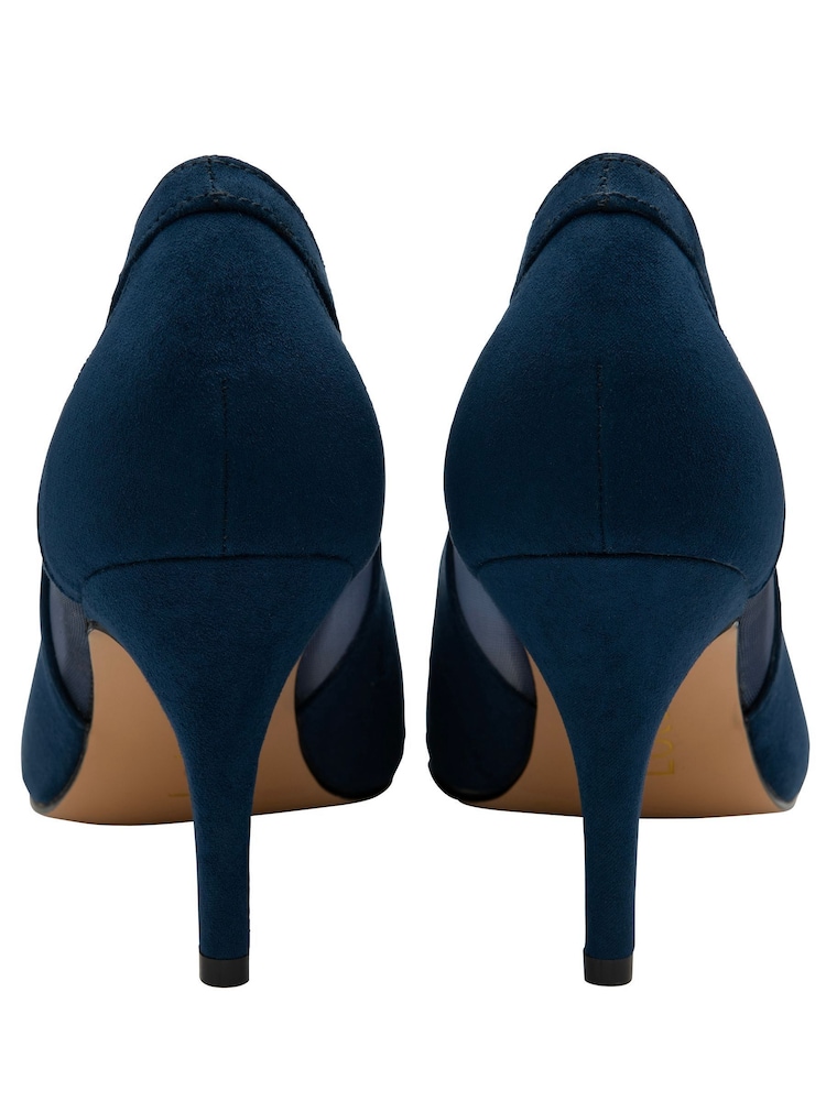 Lotus Navy Blue Stiletto-Heel Pointed-Toe Court Shoes - Image 3 of 4