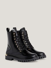 Tommy Hilfiger Poloshed Leather Lace Up Black Boots - Image 1 of 6