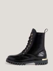 Tommy Hilfiger Poloshed Leather Lace Up Black Boots - Image 2 of 6
