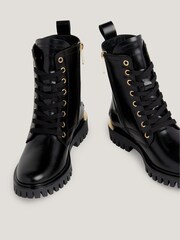 Tommy Hilfiger Poloshed Leather Lace Up Black Boots - Image 3 of 6