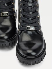 Tommy Hilfiger Poloshed Leather Lace Up Black Boots - Image 4 of 6