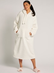 Boux Avenue Cream Fleece Longline Cosy Supersoft Blanket Hoodie - Image 1 of 5
