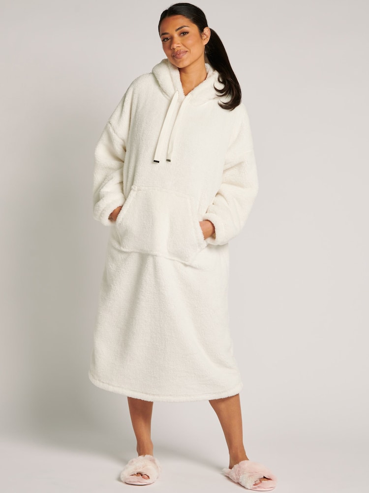 Boux Avenue Cream Fleece Longline Cosy Supersoft Blanket Hoodie - Image 1 of 5 Boux Avenue Cream Fleece Longline Cosy Supersoft Blanket Hoodie - Image 1 of 5