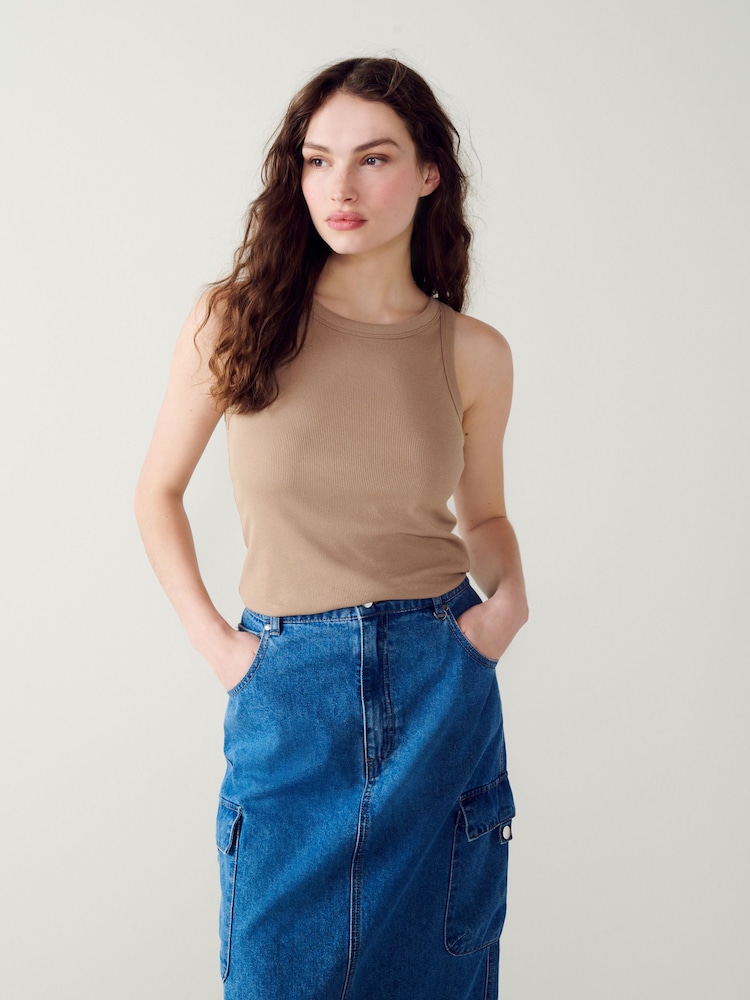 Neutral Ribbed Racer Vest - Image 1 of 7