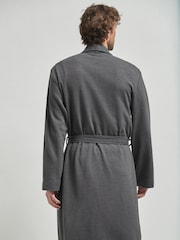 Темно-серый - Легкий халат с вафельной текстурой - Image 2 of 8