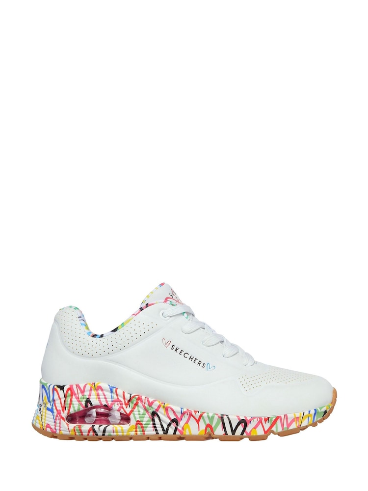 Skechers White Womens Uno Loving Love Trainers - Image 1 of 5
