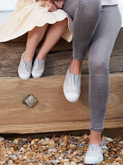 Trotters London Plum Canvas Pumps - Image 2 of 3
