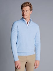 Charles Tyrwhitt Blue Sky Merino Quarter Zip Jumper - Image 1 of 4